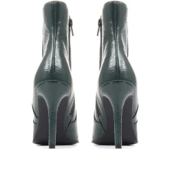 Cadence Heeled Leather Ankle Boots - Green