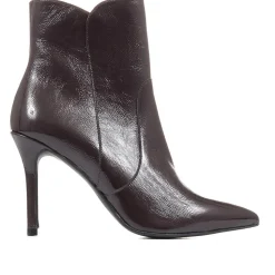 Cadence Heeled Leather Ankle Boots - Purple
