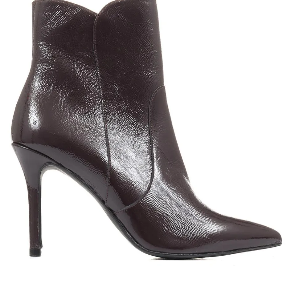 Cadence Heeled Leather Ankle Boots - Purple