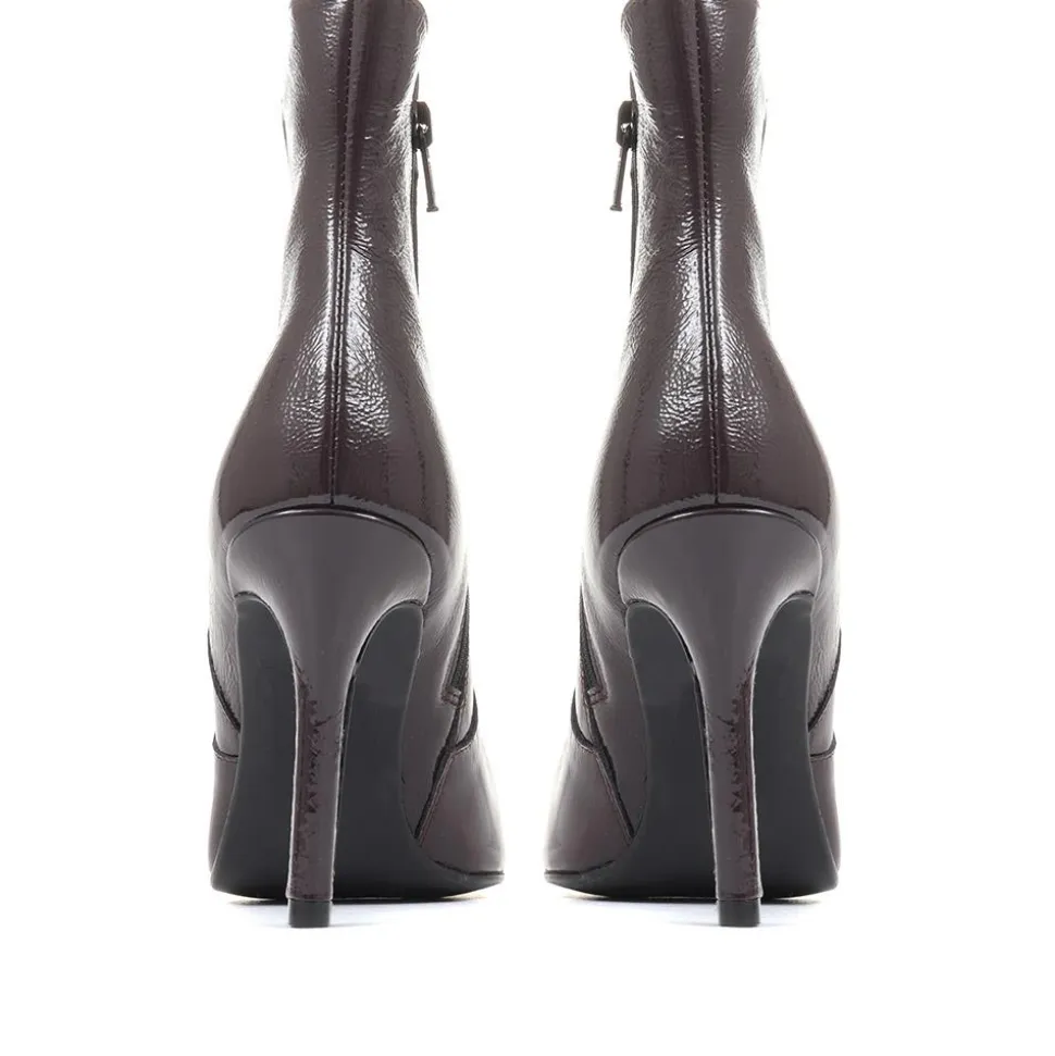 Cadence Heeled Leather Ankle Boots - Purple