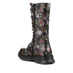 Calf-Length Boots With Inside Zip - Black Rose Floral