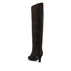 Candra Leather Stiletto Heel Long Boots - Chocolate Suede