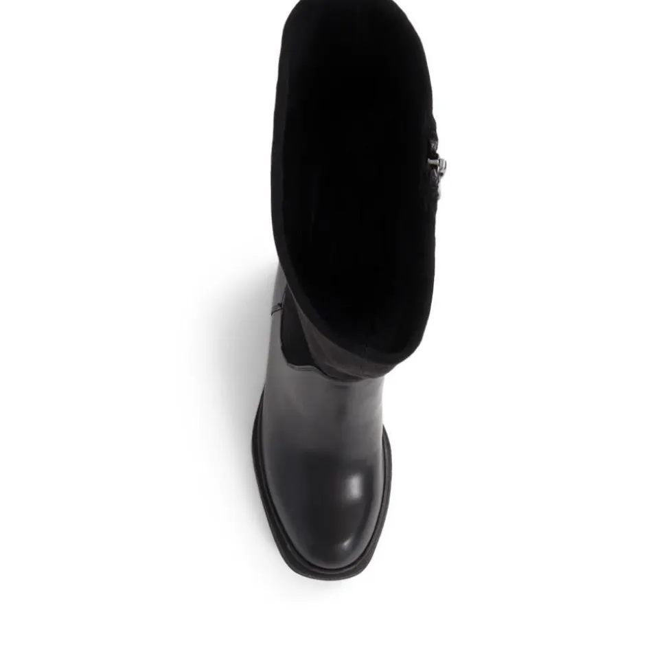 Caprice Heeled Calf-Boots - Black
