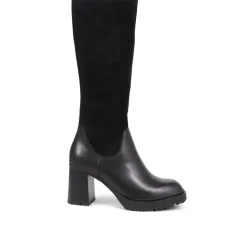 Caprice Heeled Calf-Boots - Black