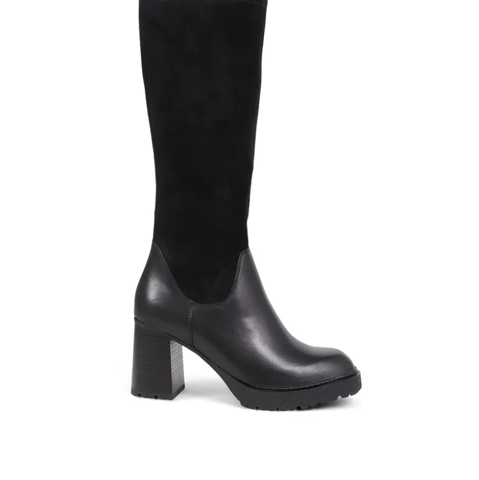 Caprice Heeled Calf-Boots - Black