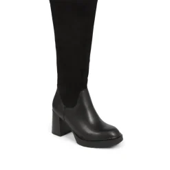 Caprice Heeled Calf-Boots - Black