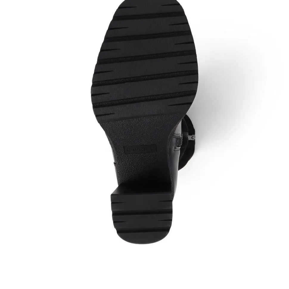 Caprice Heeled Calf-Boots - Black