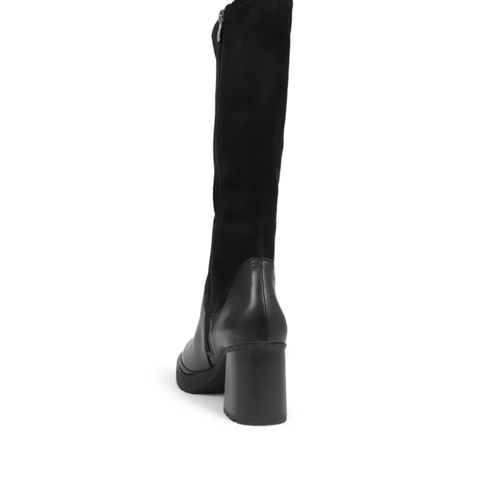 Caprice Heeled Calf-Boots - Black