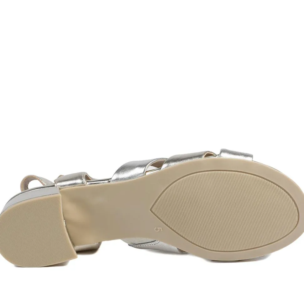 Caprice Leather Adjustable Fasten Heeled Sandals - Gold