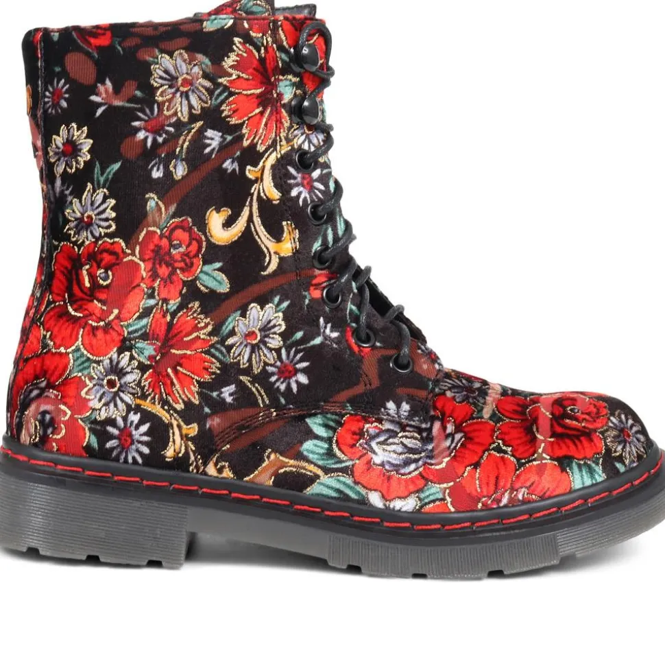 Casual Ankle Boots - Floral