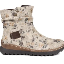 Casual Ankle Boots - Grey Floral