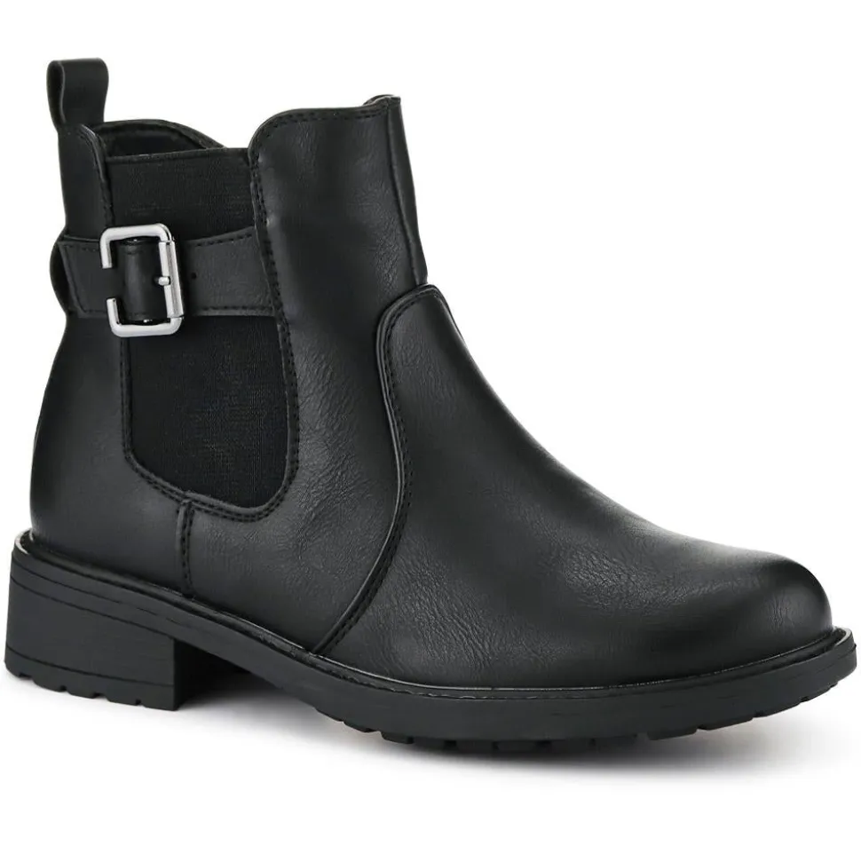 Casual Block-Heeled Chelsea Boots - Black