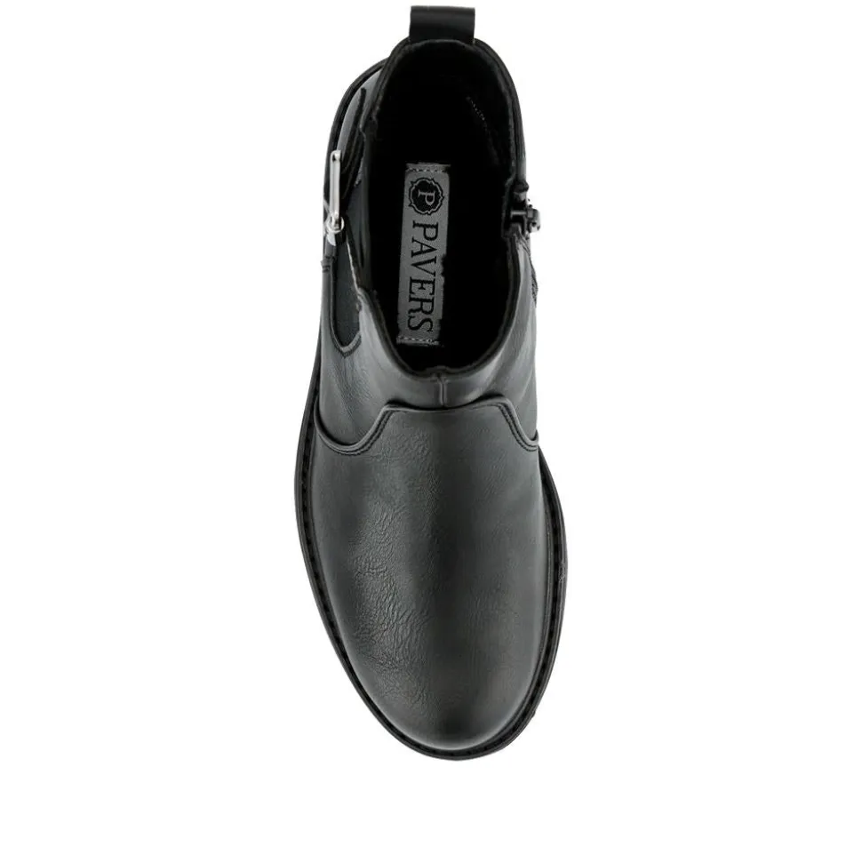 Casual Block-Heeled Chelsea Boots - Black