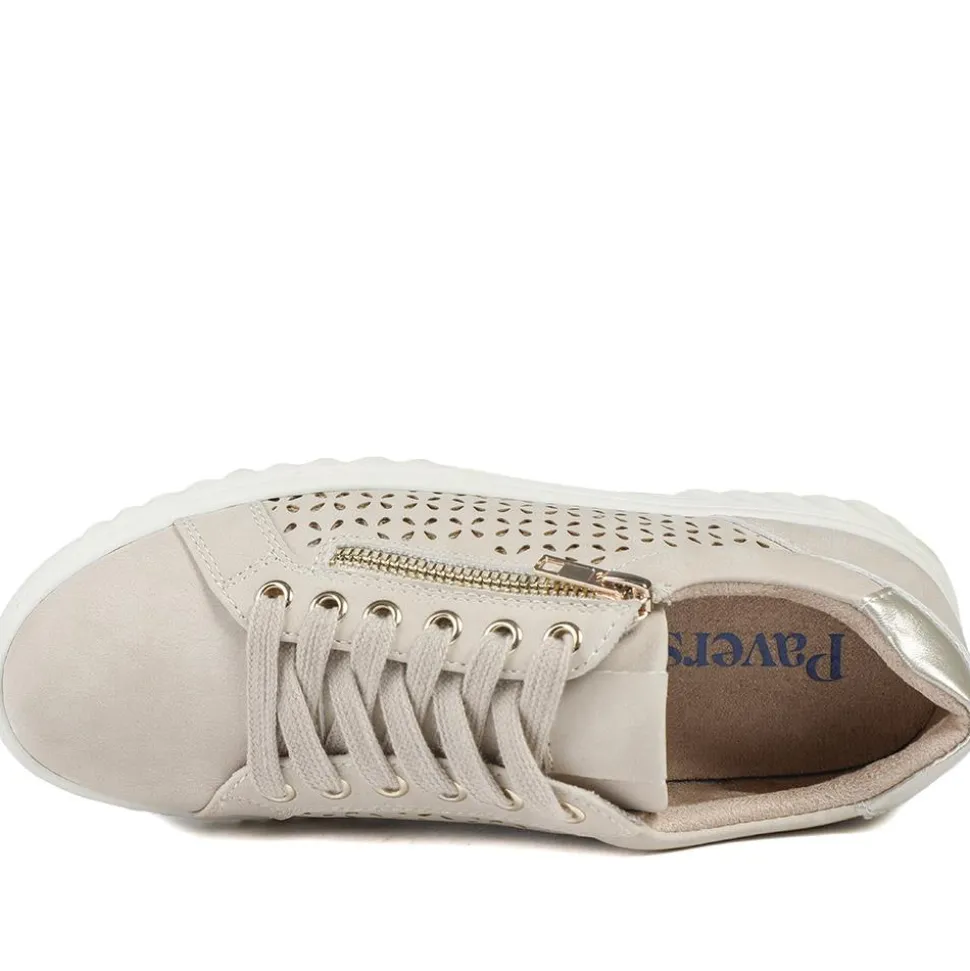 Casual Breathable Zip Trainers - Beige