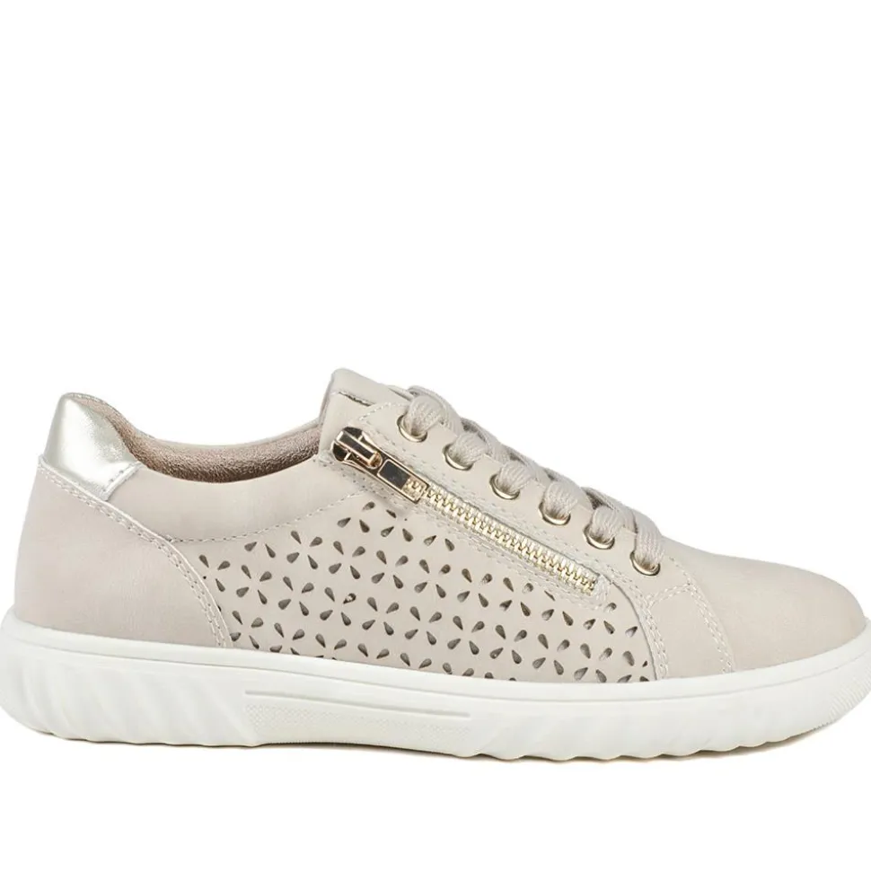 Casual Breathable Zip Trainers - Beige