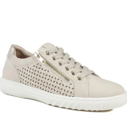 Casual Breathable Zip Trainers - Beige