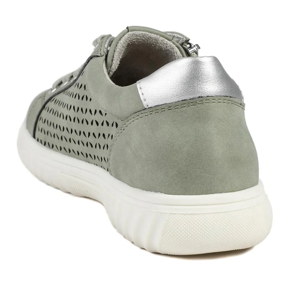 Casual Breathable Zip Trainers - Sage
