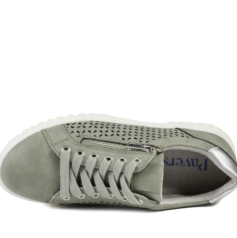 Casual Breathable Zip Trainers - Sage