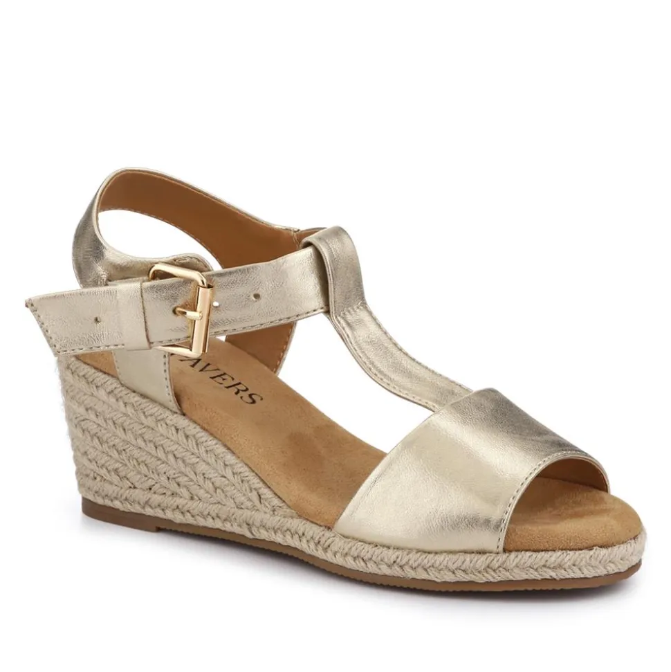 Casual Buckled Espadrilles - Gold