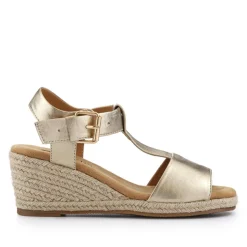 Casual Buckled Espadrilles - Gold