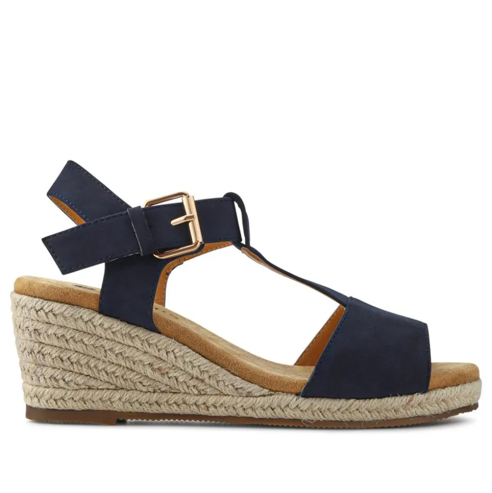 Casual Buckled Espadrilles - Navy