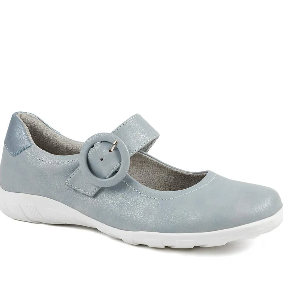 Casual Buckle Fasten Mary Janes - Light Blue