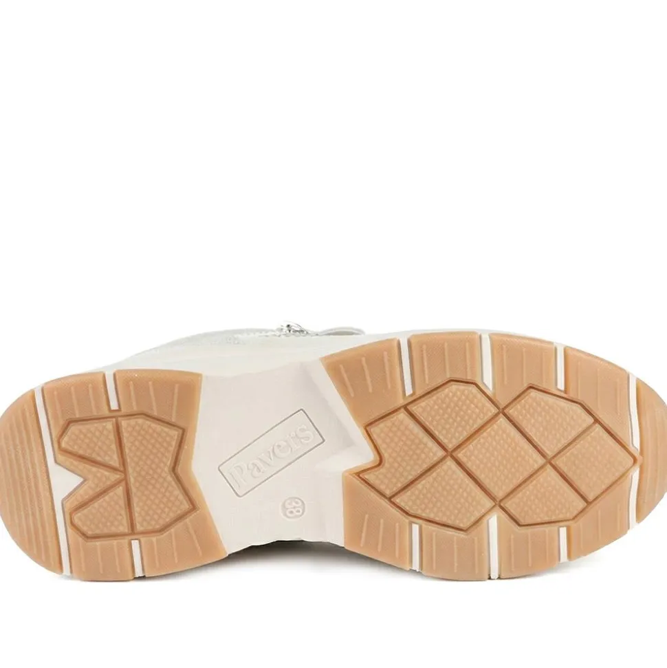 Casual Cushioned Zip & Lace Trainers - Beige