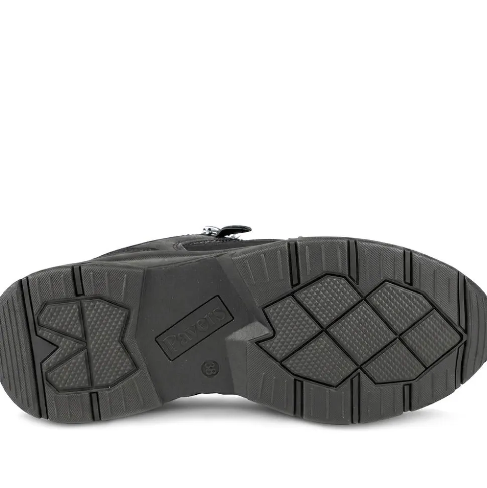 Casual Cushioned Zip & Lace Trainers - Black