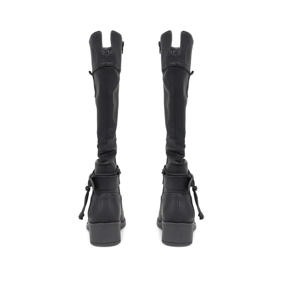 Casual Knee-High Boots - Black