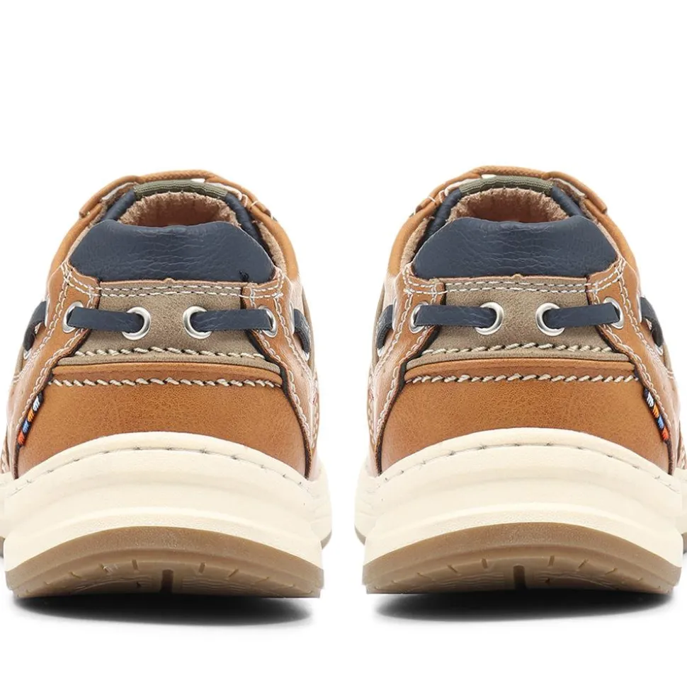 Casual Lace-Up Boat Shoe - Tan