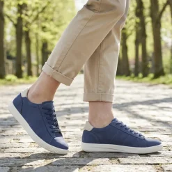 Casual Lace Up Platform Trainers - Navy