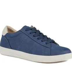 Casual Lace Up Platform Trainers - Navy