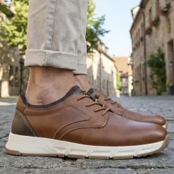 Casual Lace Up Shoes With Grip Sole - Tan