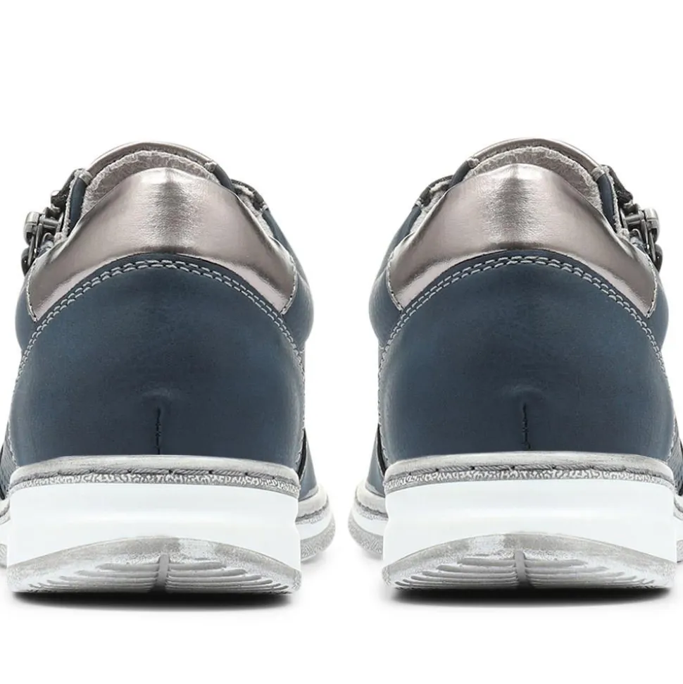 Casual Lace-Up Trainers - Navy