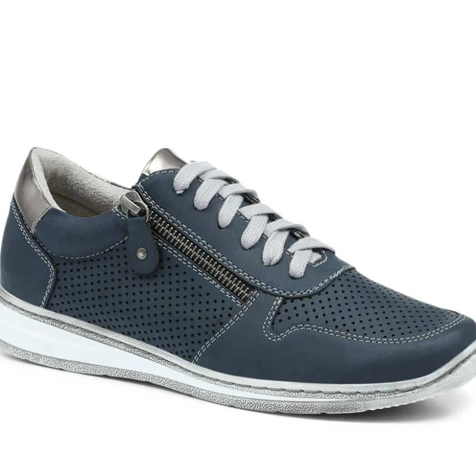 Casual Lace-Up Trainers - Navy