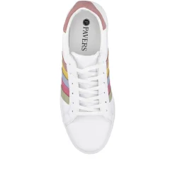Casual Lace-Up Trainers - White Multi