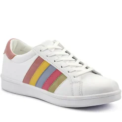 Casual Lace-Up Trainers - White Multi