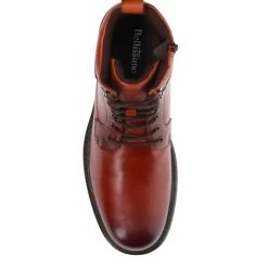 Casual Leather Ankle Boots - Dark Tan