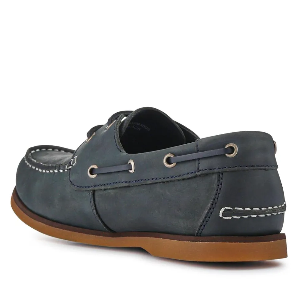 Casual Leather Boat Shoes - Black