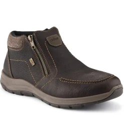 Casual Leather Boots - Dark Brown