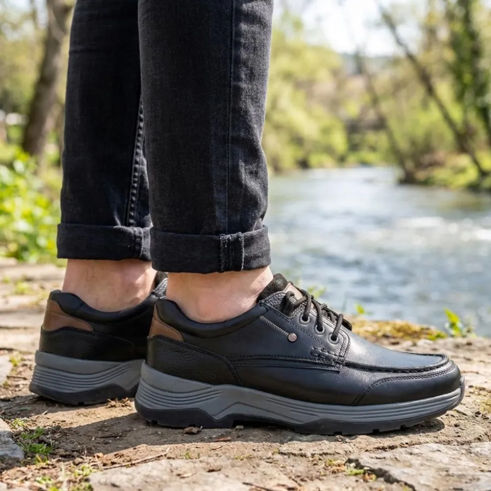 Casual Leather Lace-Up Shoes - Black