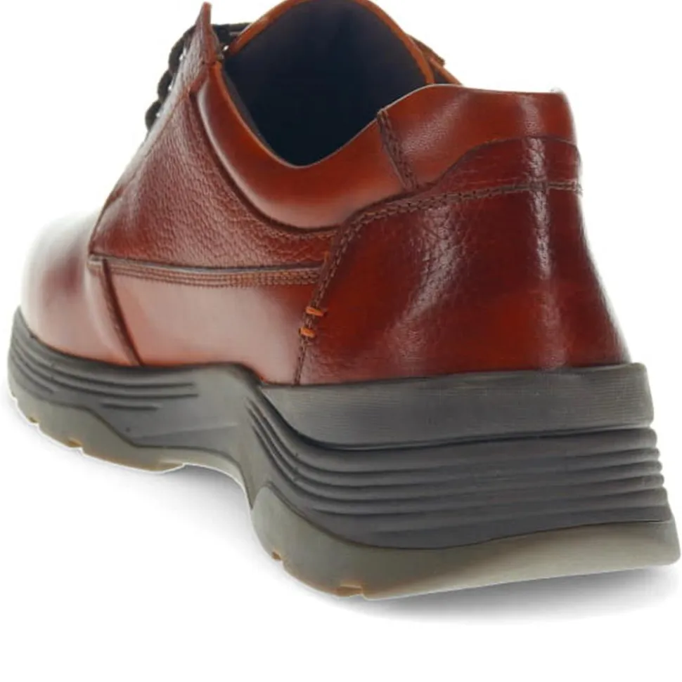 Casual Leather Lace-Up Shoes - Cognac