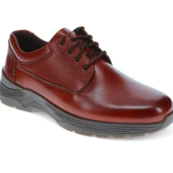 Casual Leather Lace-Up Shoes - Cognac