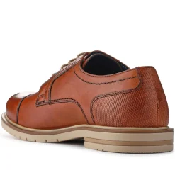 Casual Leather Lace-Up Shoes - Cognac