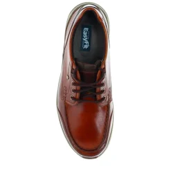 Casual Leather Lace-Up Shoes - Cognac