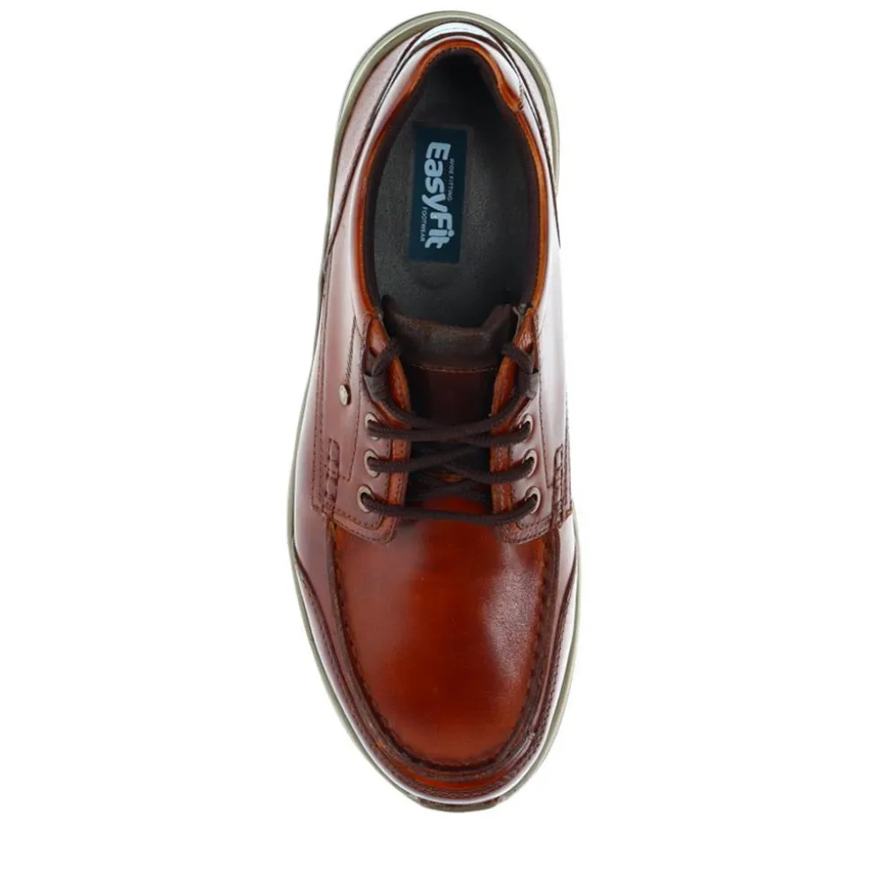 Casual Leather Lace-Up Shoes - Cognac