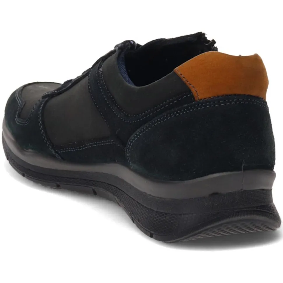 Casual Leather Lace-Up Shoes - Navy