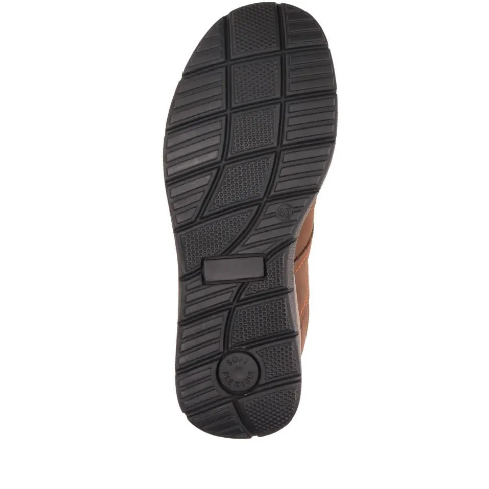 Casual Leather Lace-Up Trainers - Brown