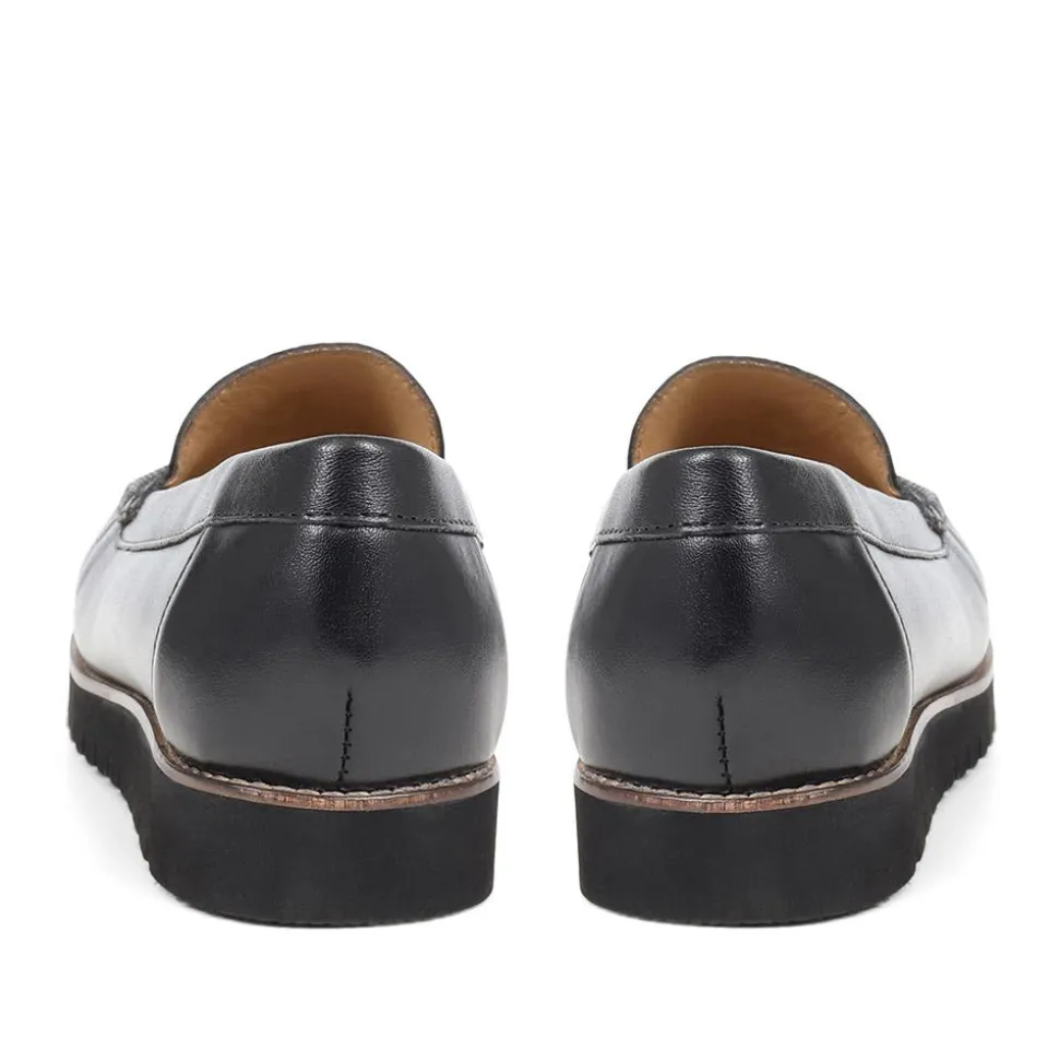 Casual Leather Loafers - Black