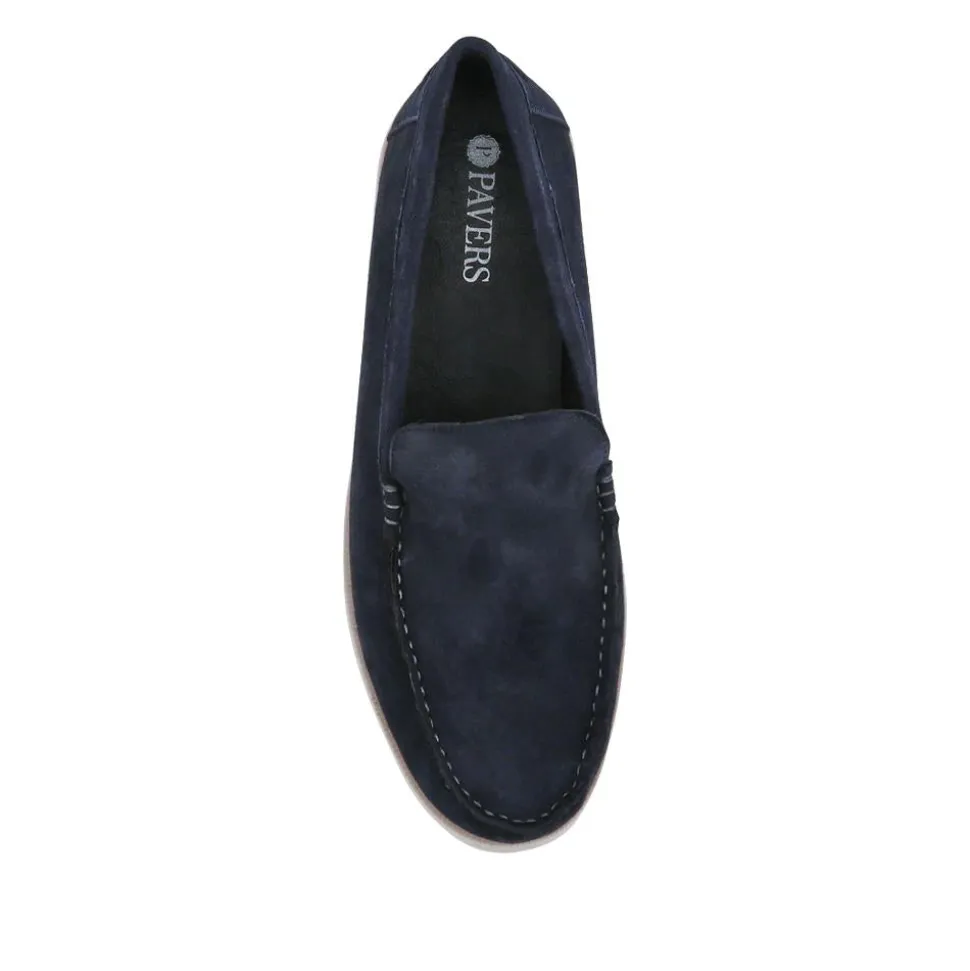 Casual Leather Loafers - Navy